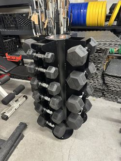 New Dumbbell Set 5 to 50lbs w/ Rotating Rack 
