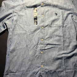 US POLO ASSN Shirt Mens Medium Light Blue Button Down Long Sleeve With Tags