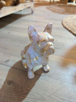 Gold and white French Bulldog Decorative Figurine