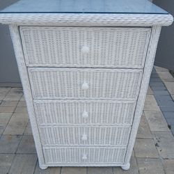 Wicker Dresser Glass Top 