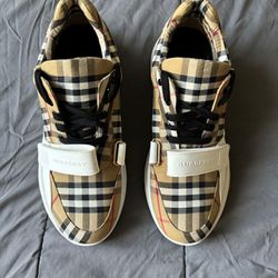 Burberry Check, Suede & Leather Sneakers Size 43 (Shipping Only)