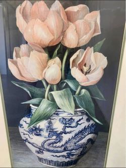 TULIPS In Chinoiserie Jar