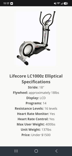 Lifecore LC1000z Elliptical Trainer