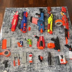 Lots Of Nerf Guns And Attachments