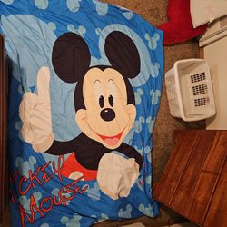 Queen Size Mickey Mouse Covers With 2 Pillow Cases.