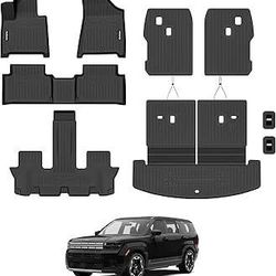 Floor Mat Set for 2024 2025 2026 Hyundai Santa Fe 6-Seat (Fuel) Includ Floor Mats & Trunk Liner & Backrest Mat—All-Weather, Stain-Resistant Car Floor 