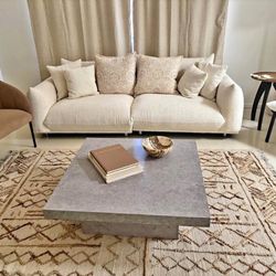 88.9" White Cream Fabric Sofa Loveseat