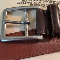 Coach Brown Logo Men’s Brown Stitched Belt Size 40  