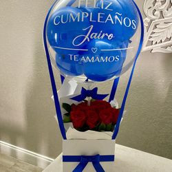 Personalized Ballon/Fresh Roses Arrangements 