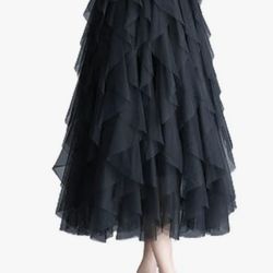 Tulle Tutu Tiered Skirt Black One Size