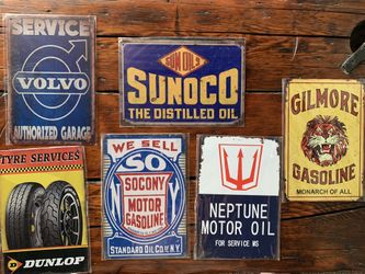 Tin Sign Set Of 6.  Man Cave  Garage