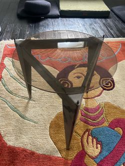 Industrial Vintage Glass and Metal Side Table