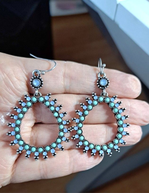 Large Blue Drop Earrings