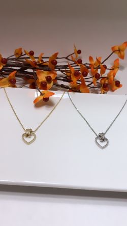 *NO FADE* Real Gold Plated Rhinestone Heart Pendant Necklace, Gold and Silver Color