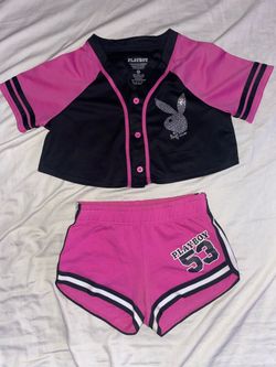 Playboy Pink Rhinestone Two Piece Set