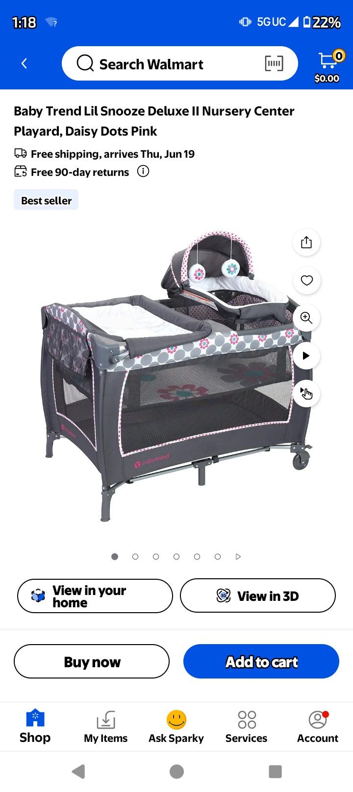 $60 Baby Trend Playpen "Daisy Dots"