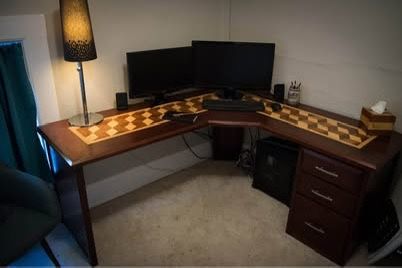 “L-Shaped” Custom Desk with matching End Table