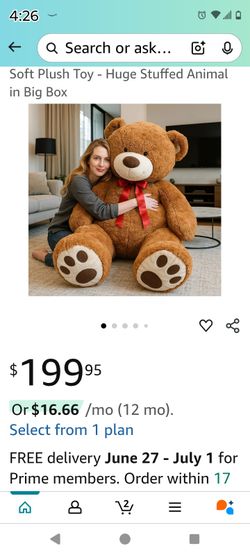 Giant Teddy Bear 6' To 7' Foot Bear 🐻