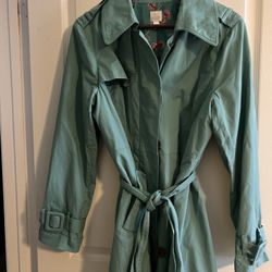 Lined Spring Rain Coat- Waist Tie