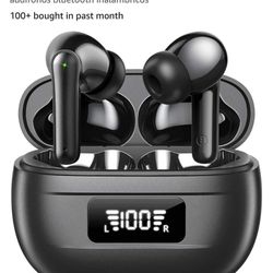 Bluetooth Earbuds Wireless Headphones, 50H Deep Bass Ear Buds with 4 Noise Cancelling Microphone, IPX5 Waterproof Earphones for iPhone Android Sports 