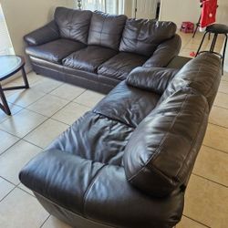 💫 Leather  Dark Brown  2 pieces  Sofa Set💫 