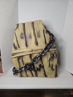 Pan Asian Creations Halloween Animated Shaking and Knocking Coffin prop (also sold as the Halloween Holiday 20 in. Knocking Coffin)