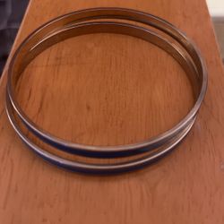 Set Of 2 Thin Enamel Blue Bangle Turquoise