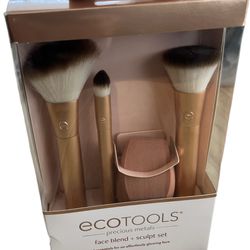 EcoTools Precious Metals Face Blend & Sculpt Set, Makeup Brush Kit Set Of 4 