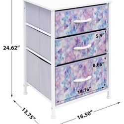 3 Drawer Tie Dye Storage - Wood top w/ Metal Frame