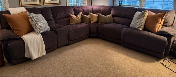 Large Dark Gray Fabric Sectional Sofa