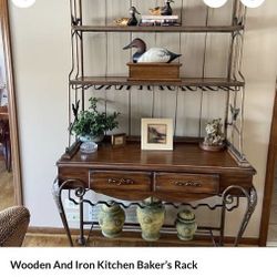 Wood And Iron Kitchen Baker’s Rack