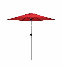7.5' Patio Umbrella Outdoor Table Market Umbrella with Push Button Tilt/Crank, Red