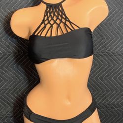 New Sexy Black Fishnet Bikini Set