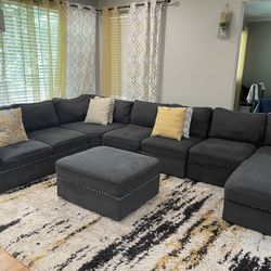 Sectional Sofa Set With Ottoman