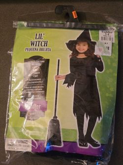 Lil Witch Girls Halloween Costume Size 3T to 4T Includes Dress and Hat