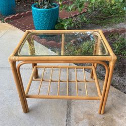 Mid Century Modern  Glass Top Side Table