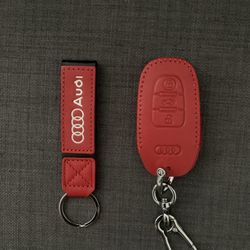 Audi Keychain And Leather Remote Case.