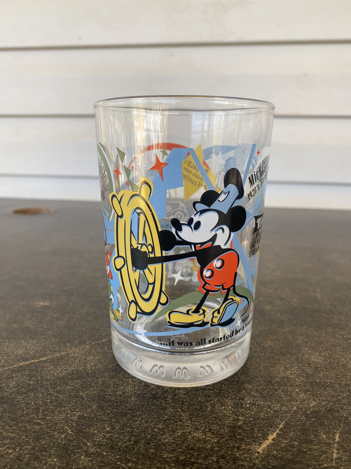 1996 Walt Disney World 100 Years of Magic Mickey Mouse Glass Steamboat Willie