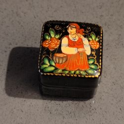 Miniature Hand-Painted Russian Lacquer Box