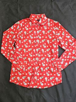 Men's Simon Banks Christmas Button-Up Shirt (Size Medium, Neck 15.5)