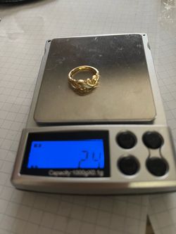Designer Kabana 14KYG mother of pearl inlay filigree band ring 2.4 grams  size  4.75