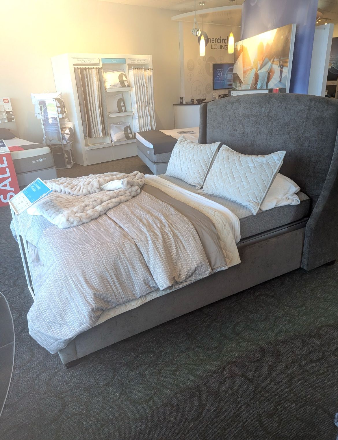 Queen upholstered bedframe only