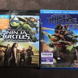 Teenage Mutant Ninja Turtles 4K And 3D Blu Ray DVDs