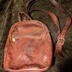 Libaire Vintage Brown Pebbled Leather Backpack