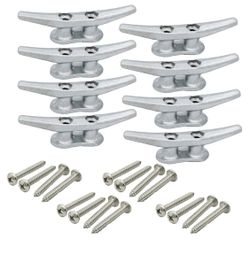 8 pcs Silver Pack,Boat Dock Cleats Rope Cleat Marine Cleats with Hardware ldeal for Deck,Nautical Decor,Cleats for Boat Dock,Boat Tie Down Cleats
