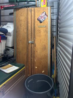 Wooden Storage Cabinet approx 30" x 70" x 13"