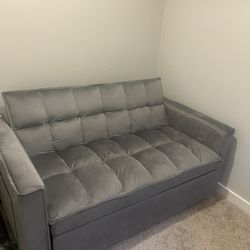 Gray suede sofa