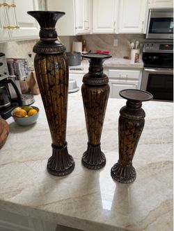 Tuscan Pillar Candle Holders set of 3