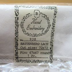 Vintage Boutross Hand-Embroidered Battenberg Lace Tablecloth