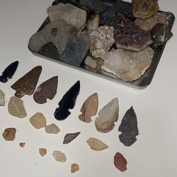 Stones crystal rocks arrowheads fossils